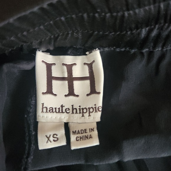 HAUTE HIPPIE Silk Drawstring Joggers Black Luxe Boho Soft Pants XS Small $320 - Picture 3 of 7
